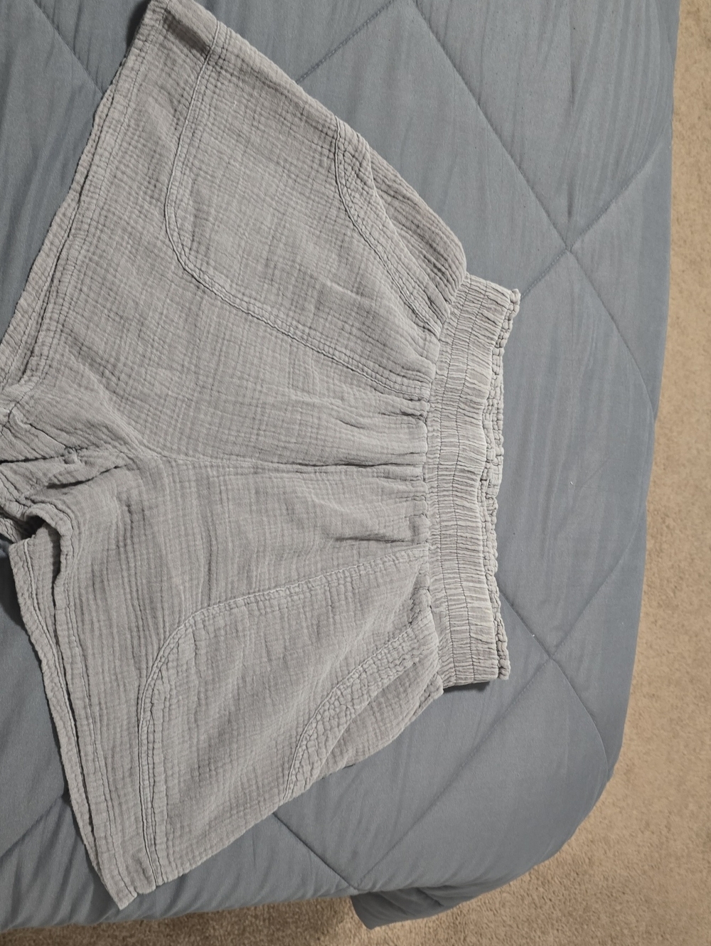 Women’s Light Gray Elastic-Waist Cotton Shorts